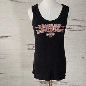 Harley-Davidson‎ Ribbed Tank Womens Vintage Large Black War Horse Graphic